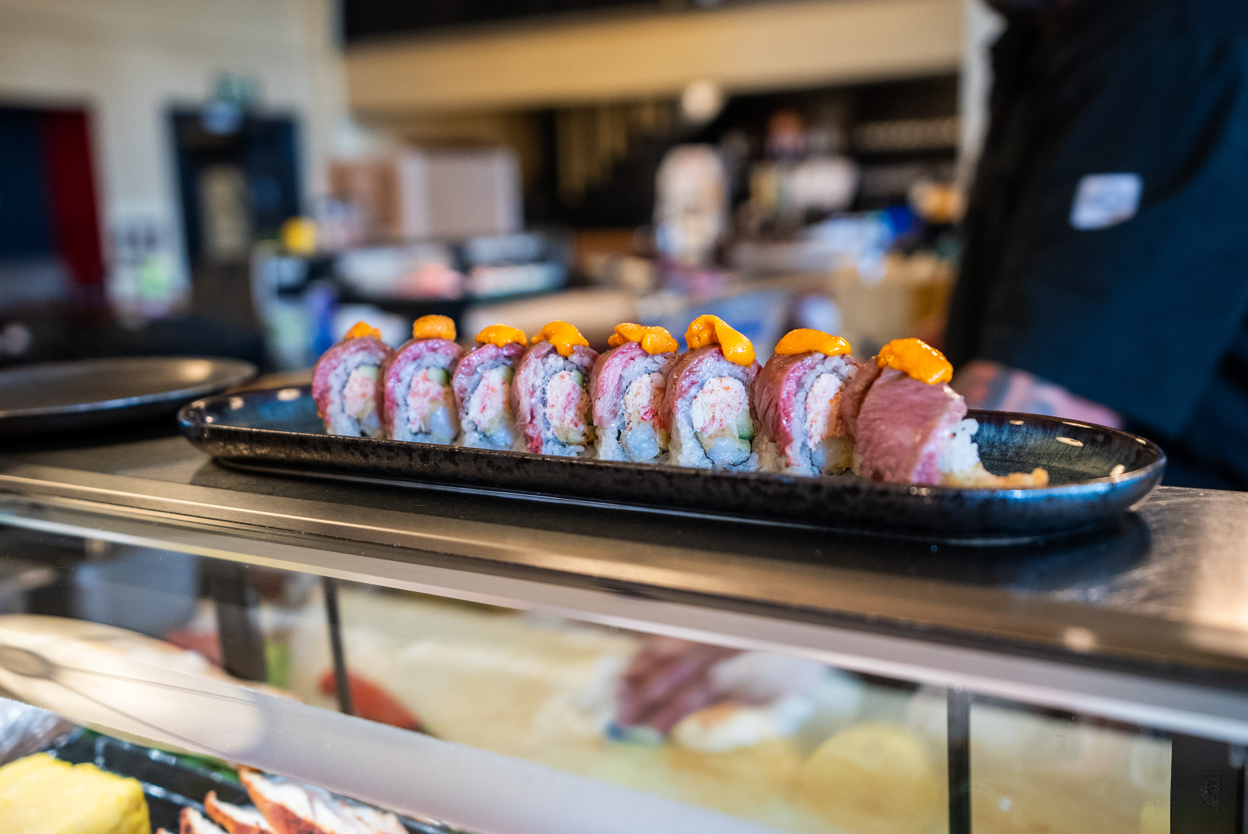 Fresh sushi rolls served at Hana’s counter